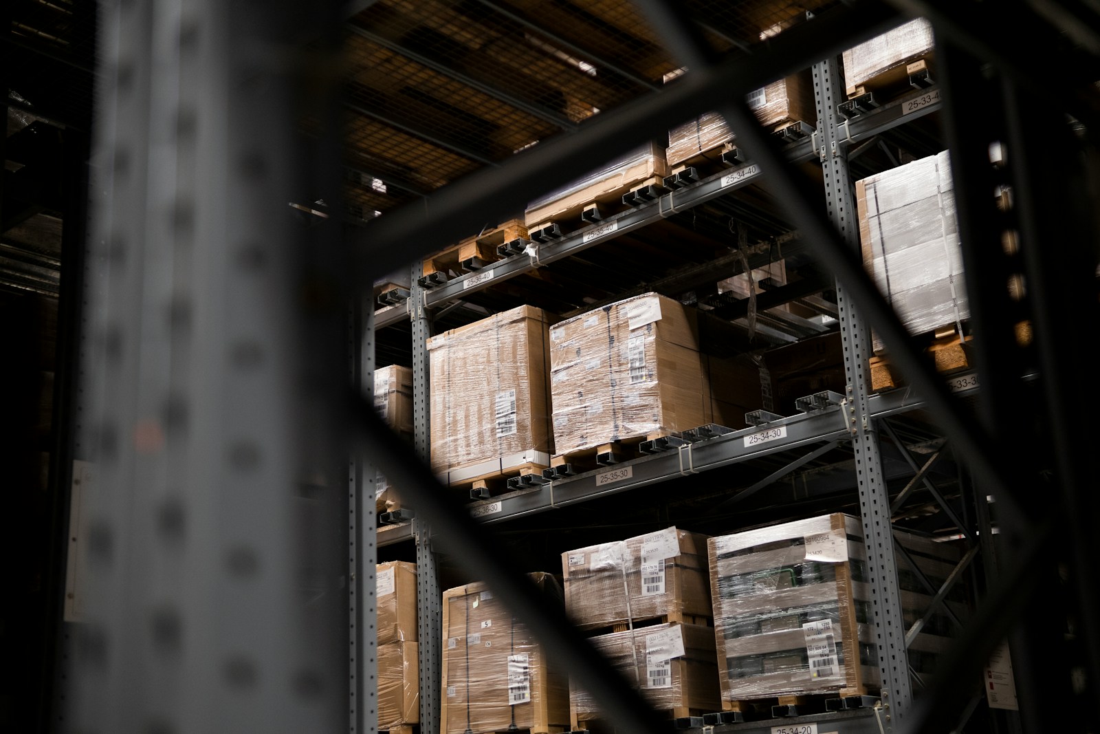 Warehouse stacked with parcels